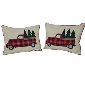 Holiday Farm Truck Rectangle Pillows Set of 2